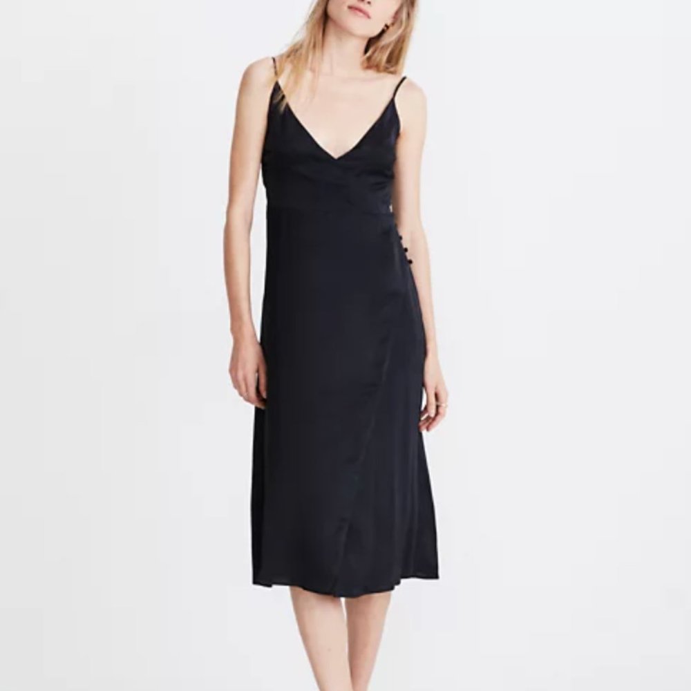 Madewell Black Slip Midi Dress